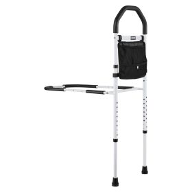 VEVOR Bed Rail for Elderly, Bedside Assist Rails with Supporting Leg and PU Handrail, Adjustable Height Carbon Steel Pipe Bedside Cane