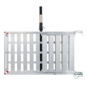 VEVOR Hitch Mount Cargo Carrier, 48.03" x 27.87" Aluminum Hitch Cargo Rack with Folding Ramp, Hitch Rack Basket with Stabilizer and Straps