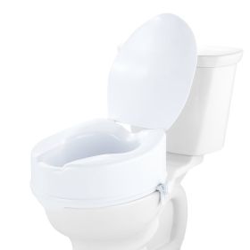 VEVOR Raised Toilet Seat, 6" Height Raised, 300 lbs Weight Capacity, Universal Toilet Seat Riser, Screw Rod Locking, with Toilet Seat, for Elderl